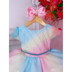 Vestido Infantil Chuva de Amor Bênçãos C/ Pérolas Luxo