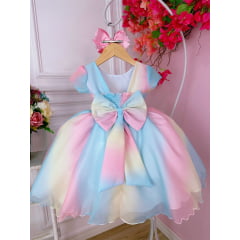 Vestido Infantil Chuva de Amor Bênçãos C/ Pérolas Luxo