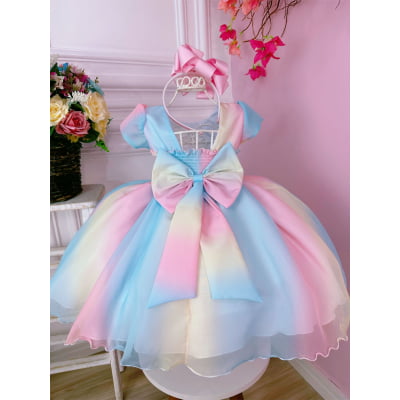 Vestido Infantil Chuva de Amor Bênçãos C/ Pérolas Luxo