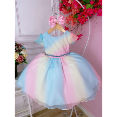 Vestido Infantil Chuva de Amor Bênçãos C/ Pérolas Luxo