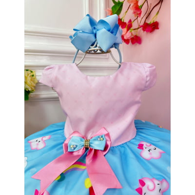 Vestido Infantil Chuva de Bênçãos e Amor Nuvem Luxo