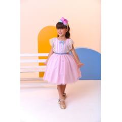 Vestido Infantil Circo Busto Com Strass e Babados Festas