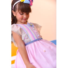 Vestido Infantil Circo Busto Com Strass e Babados Festas