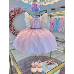 Vestido Infantil Circo Busto Com Strass e Babados Festas