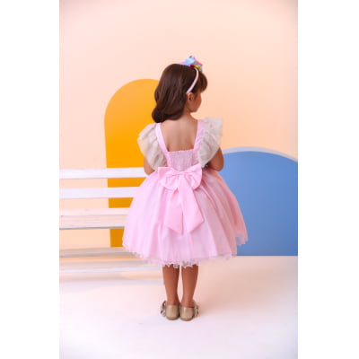Vestido Infantil Circo Busto Com Strass e Babados Festas