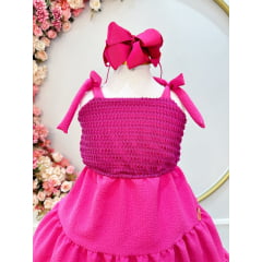 Vestido Infantil de Alça Pink Casual Luxo