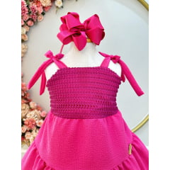 Vestido Infantil de Alça Pink Casual Luxo