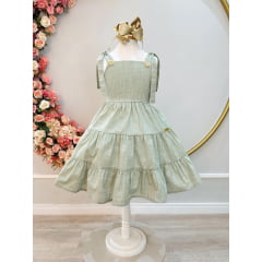 Vestido Infantil de Alça Verde Casual Festas Luxo