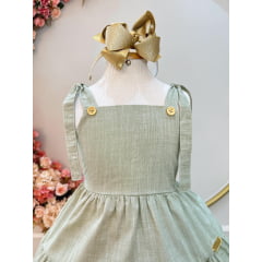 Vestido Infantil de Alça Verde Casual Festas Luxo