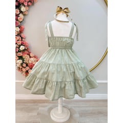 Vestido Infantil de Alça Verde Casual Festas Luxo