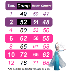 Vestido Infantil Frozen Princesas C/ Capa e Cinto de Pérolas