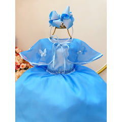 Vestido Infantil Frozen Princesas C/ Echarpe Infantil