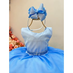 Vestido Infantil Frozen Princesas C/ Echarpe Infantil