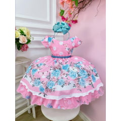 Vestido Infantil Jardim das Borboletas Rosa Festas Luxo