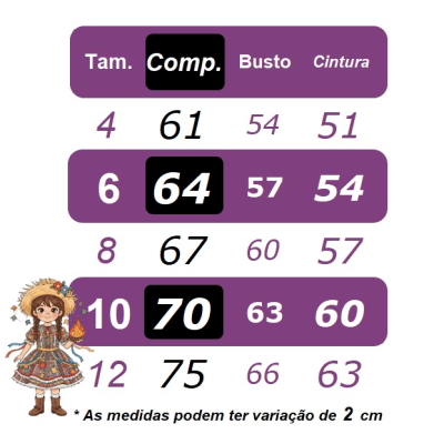 Vestido Infantil Junino Caipira Arraiá Preto Xadrez Colorido
