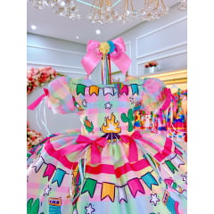 Vestido Infantil Junino Festa de São João Colorido Luxo