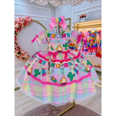 Vestido Infantil Junino Festa de São João Colorido Luxo