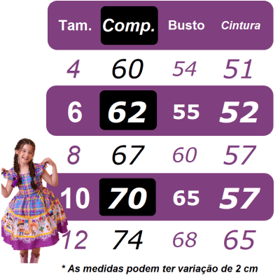 Vestido Infantil Junino Festa de São João Colorido Luxo