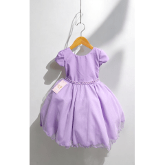 Vestido Infantil Lilás Busto C/ Strass e Saia com Glitter