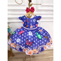 Vestido Infantil Lilás Jardim das Borboletas Cinto Pérolas