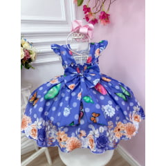 Vestido Infantil Lilás Jardim das Borboletas Cinto Pérolas