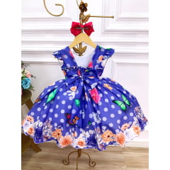 Vestido Infantil Lilás Jardim das Borboletas Cinto Pérolas