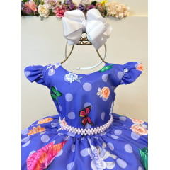 Vestido Infantil Lilás Jardim das Borboletas Cinto Pérolas