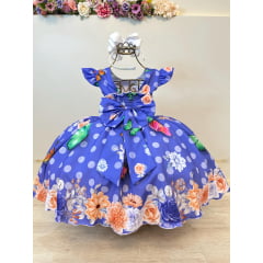 Vestido Infantil Lilás Jardim das Borboletas Cinto Pérolas