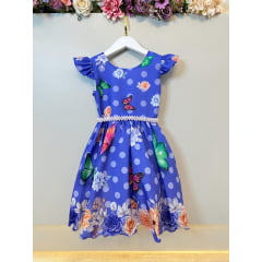Vestido Infantil Lilás Jardim das Borboletas Cinto Pérolas