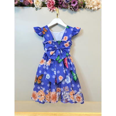 Vestido Infantil Lilás Jardim das Borboletas Cinto Pérolas