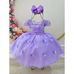 Vestido Infantil Lilás Jardim Encantado Festas Luxo