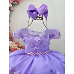 Vestido Infantil Lilás Jardim Encantado Festas Luxo