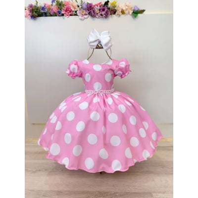 Vestido Infantil Minnie Rosa Busto Com Strass Festas Vestido Infantil Minnie Rosa Busto Com Strass Festas