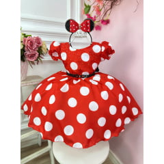 Vestido Infantil Minnie Vermelho Busto Com Strass Festas