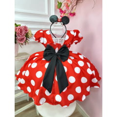 Vestido Infantil Minnie Vermelho Busto Com Strass Festas