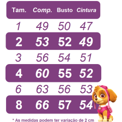 Vestido Infantil Patrulha Canina Sky Rosa C/ Pérolas Festas