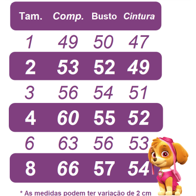 Vestido Infantil Patrulha Canina Sky Rosa C/ Pérolas Festas
