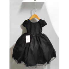 Vestido Infantil Preto Busto C/ Strass e Saia com Glitter