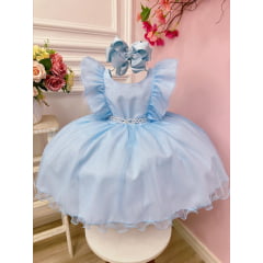 Vestido Infantil Princesa C/ Babados Strass