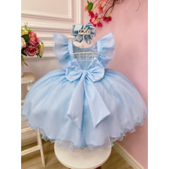 Vestido Infantil Princesa Cinderela Frozen C/ Babados Strass