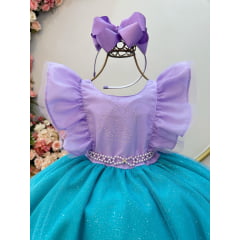Vestido Infantil Princesa Sereia Ariel Lilás Festas