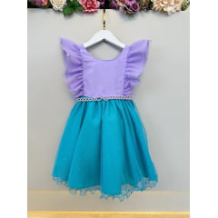 Vestido Infantil Princesa Sereia Ariel Lilás Festas