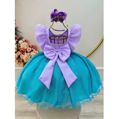 Vestido Infantil Princesa Sereia Ariel Lilás Festas