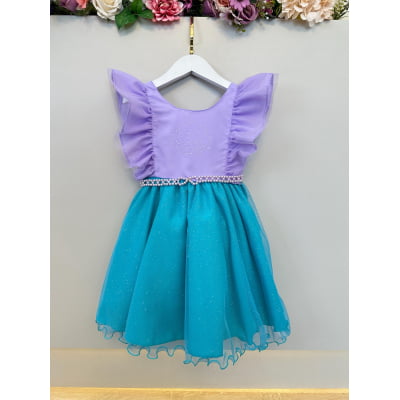 Vestido Infantil Princesa Sereia Ariel Lilás Festas