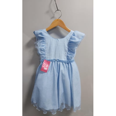 Vestido Infantil Princesas Frozen Anna e Elsa Azul Festas