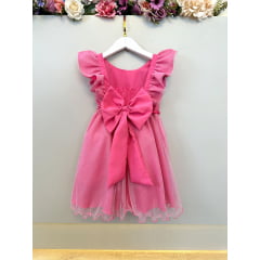 Vestido Infantil Rosa Chiclete Princesa Aurora Bela Adormecida