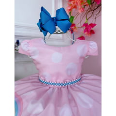 Vestido Infantil Rosa Galinha Pintadinha na Fazenda Luxo