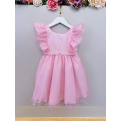 Vestido Infantil Rosa Princesa Aurora Bela Adormecida Festas