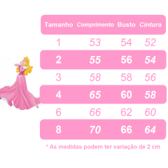 Vestido Infantil Rosa Princesas Aurora C/ Aplique de Flores