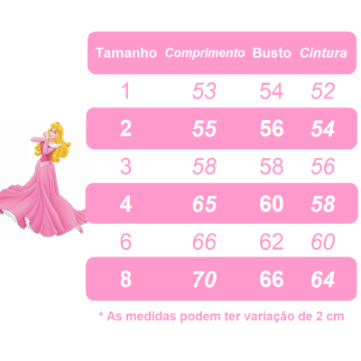 Vestido Infantil Rosa Princesas Aurora C/ Aplique de Flores